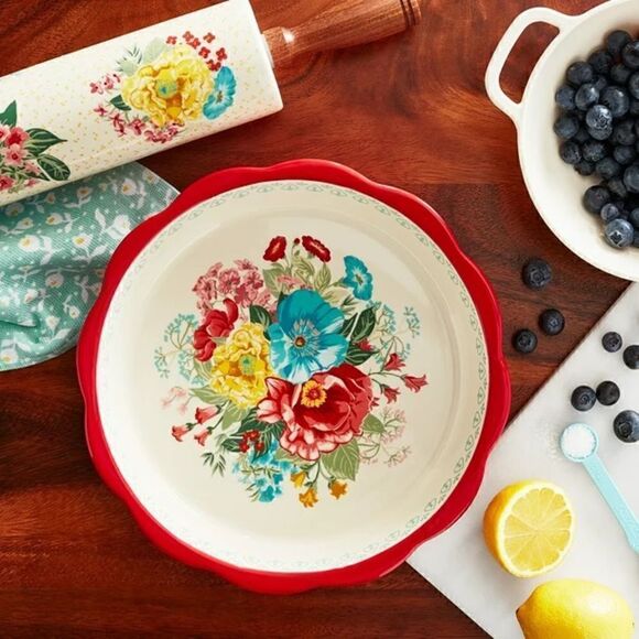 2023 🦋 New Pioneer Woman Fancy Flourish 10-Inch Stoneware Pie - Picture 4 of 10